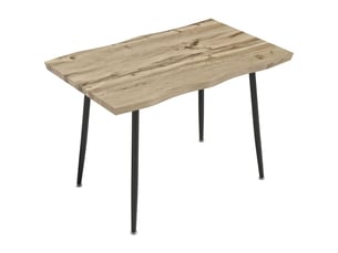 Table à manger 110 cm table de cuisine à piètement en acier 4 places forme rectangulaire finition chêne style nordique