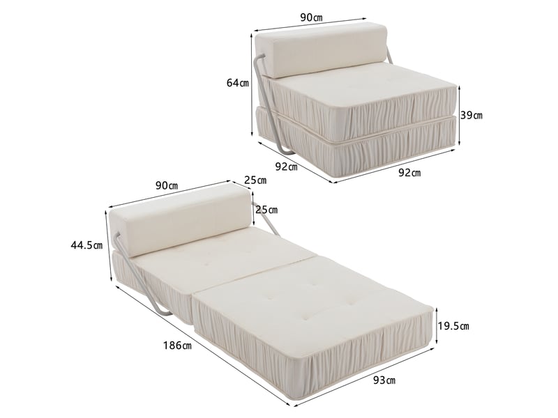  Canapé convertible modulable avec fonction couchage et dossiers amovibles, pour petit espace, en chenille blanc  - Conforama D
