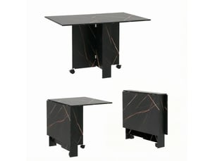 Table à manger pliante gain de place à roulettes 120x80 cm homvra