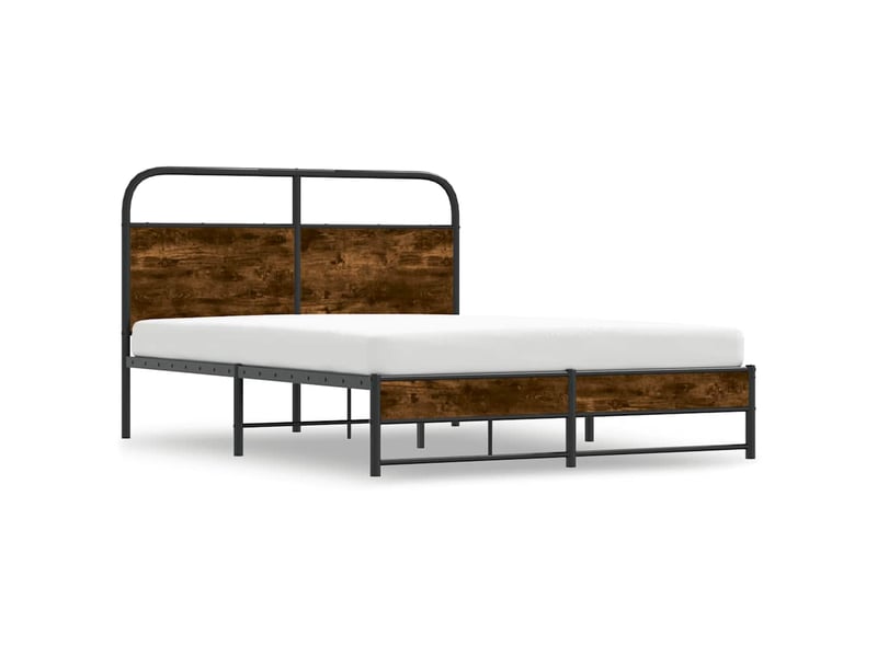  Lit double- lit adulte -  cadre de lit sans matelas 120x190 cm chêne fumé bois ingénierie  - Conforama B