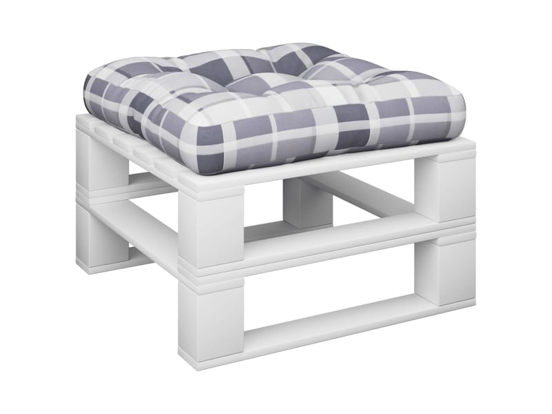  Coussin de palette, coussin de chaise, coussin de canapé carreaux gris 58x58x10 cm tissu cf55328  - Conforama C