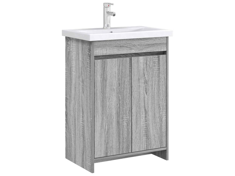  Meuble sous lavabo de salle de bain, commode sonoma gris shl4322  - Conforama C