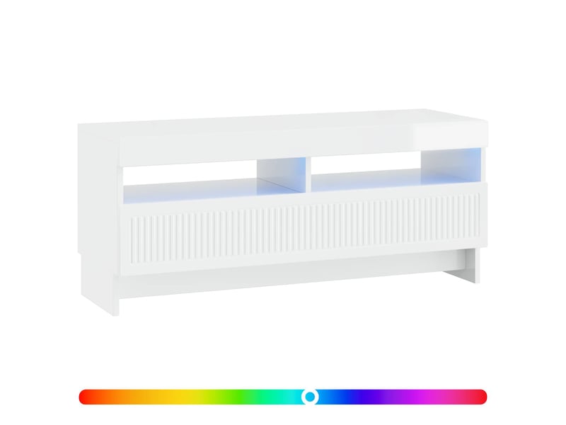  Meuble tv - banc tv - meuble de rangement led blanc brillant bois d'ingénierie  - Conforama C