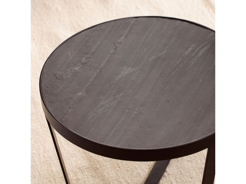  Lot de 2 tables basses gigognes rondes 60 et 44 cm aspect pierre  - Conforama E