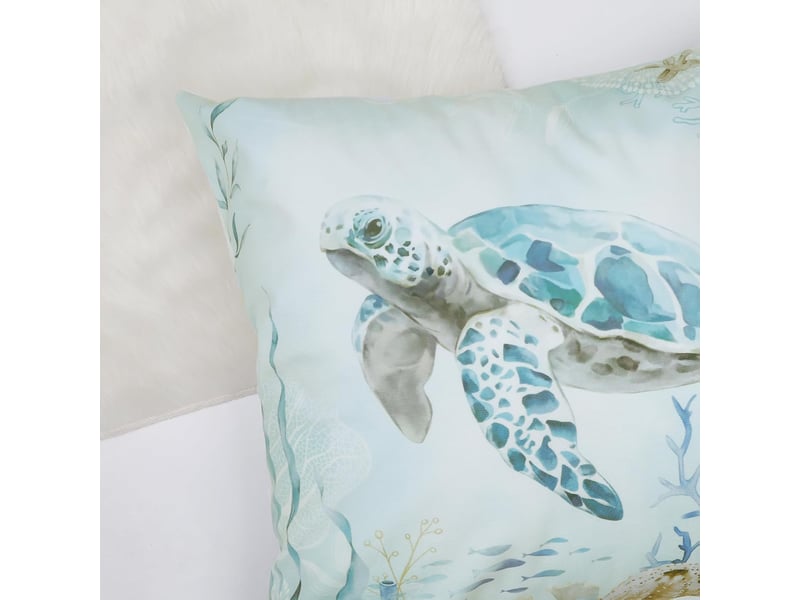  Housse de coussin côtier 45 x 45 cm tortue marine hippocampe étoile de mer plage bleu décoratif taie d'oreiller pour canapé chambre maison 4 pièces  - Conforama D