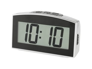 Réveil lcd gris metal, trés grand affichage vedette