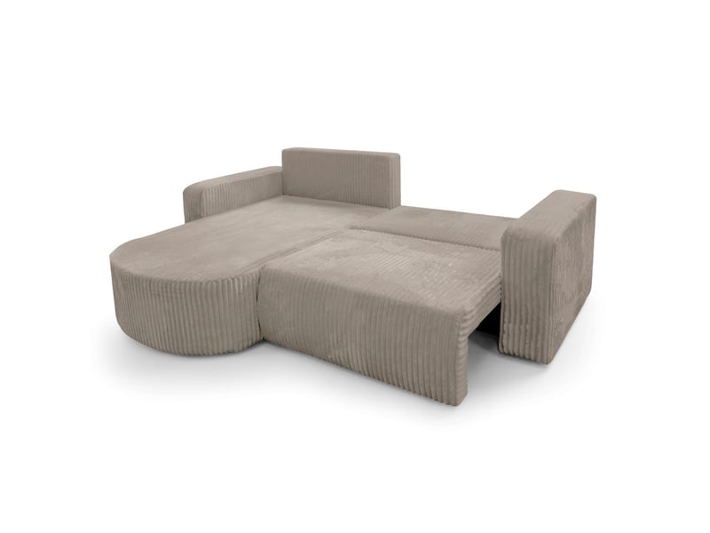 Kiara - canapé d'angle compact réversible et convertible 4 places en velours côtelé épais  - Conforama C