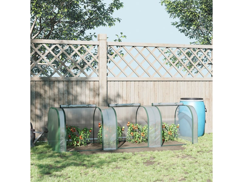  Serre tunnel transparente en pvc et acier avec portes à charnières, 295 x 100 x 80 cm  - Conforama C