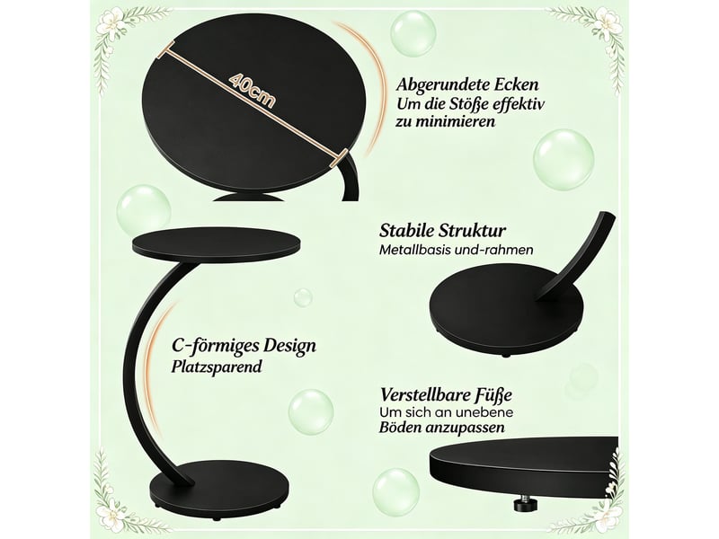  Table d'appoint en c bout de canapé en mdf et métal noir ø40x65 cm  - Conforama D