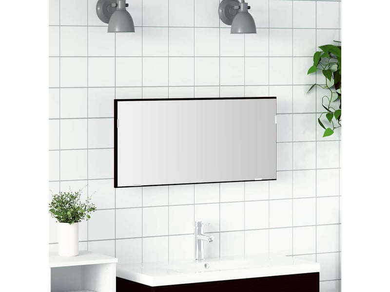  Miroir de salle de bain, miroir de toilette chêne noir 80 x 37 cm verre et bois ingénierie cf62661  - Conforama B
