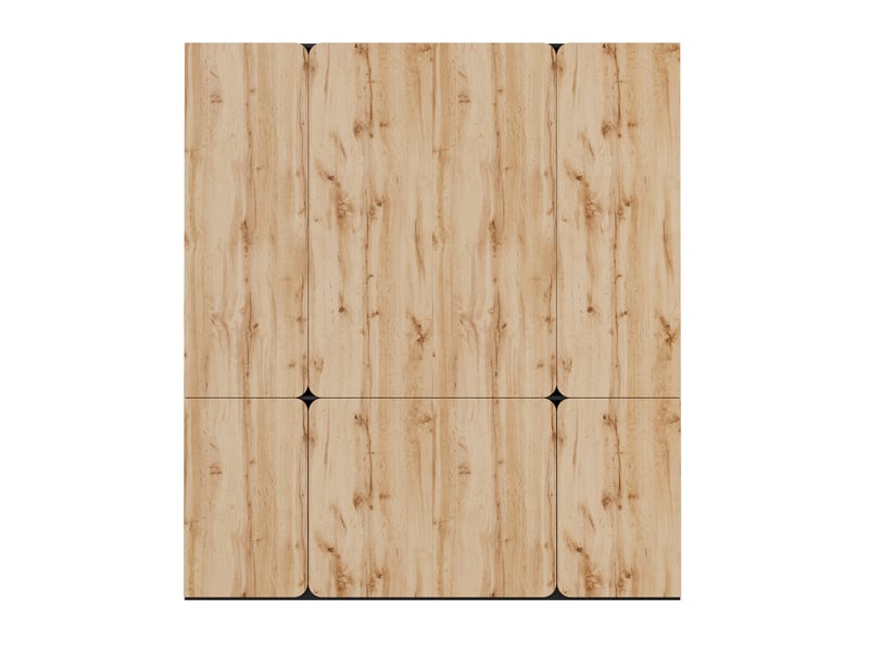  Grande armoire à portes battantes 180 x 50 x 200 cm avec 2 tringles, 6 tiroirs, 8 portes et étagères de rangement, décor chêne  - Conforama A