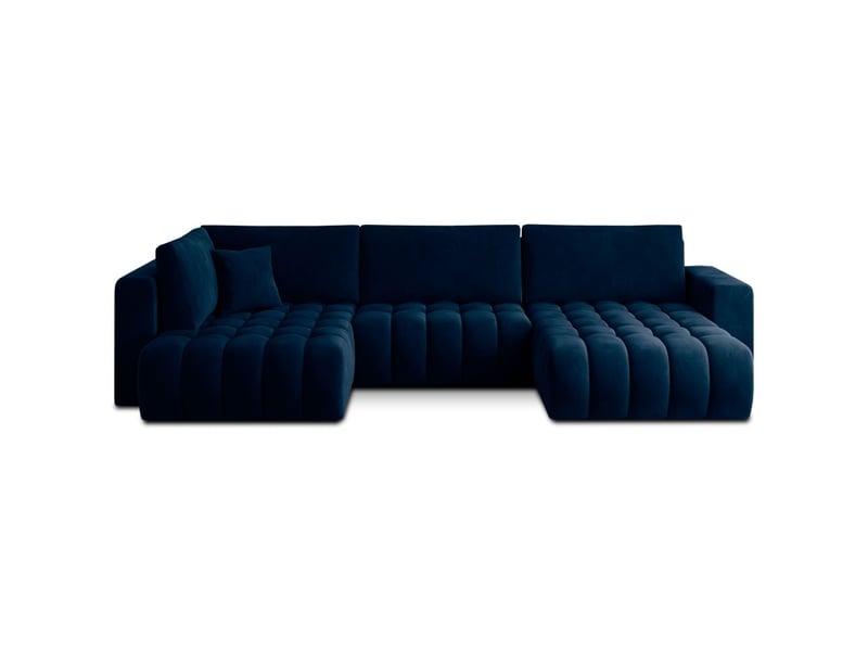  Canapé d'angle bonita convertible 6 places bleu nuit effet velours – droit – 350x175cm  - Conforama A