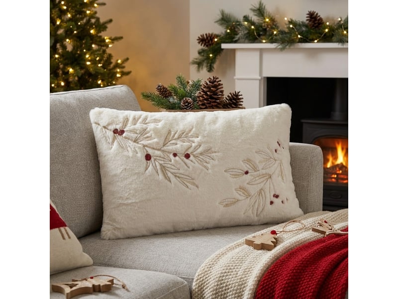  Coussin décoratif rectangulaire déhoussable à feuilles winterberg  - Conforama B