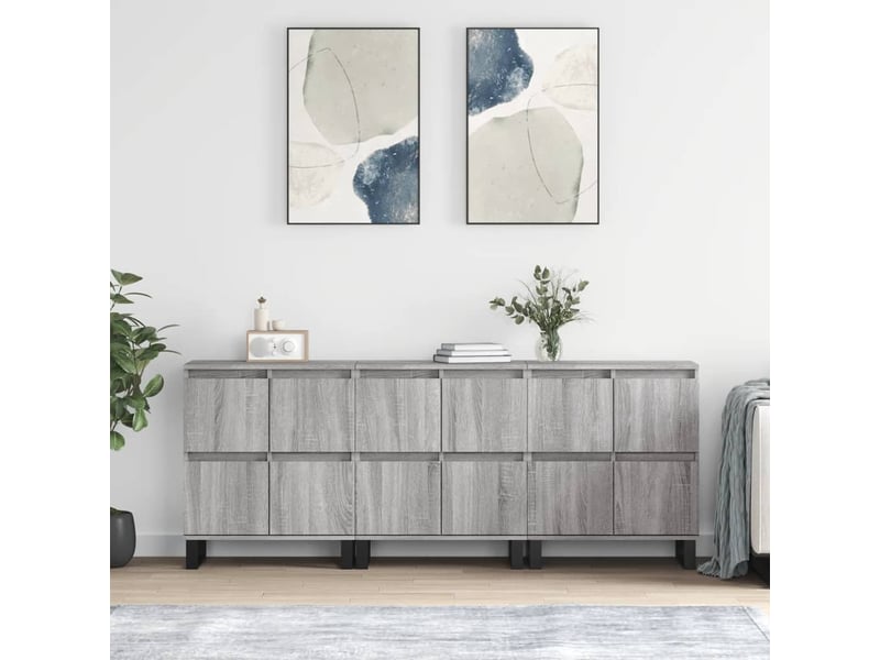  Buffets 3 pcs - bahut - meuble de rangement sonoma gris bois d'ingénierie  - Conforama B