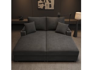 Canapé droit convertible <strong>MODENVIE</strong> <strong></strong> 2 places Velours côtelé gris