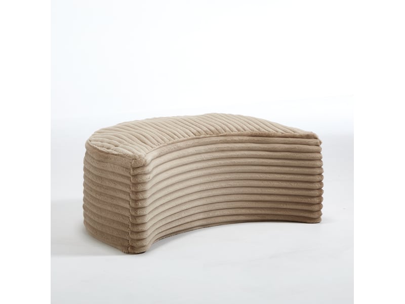 Fauteuil de lecture rond fixe en velours côtelé camel et marron avec repose-pieds, 5 coussins, pour le salon - Conforama D
