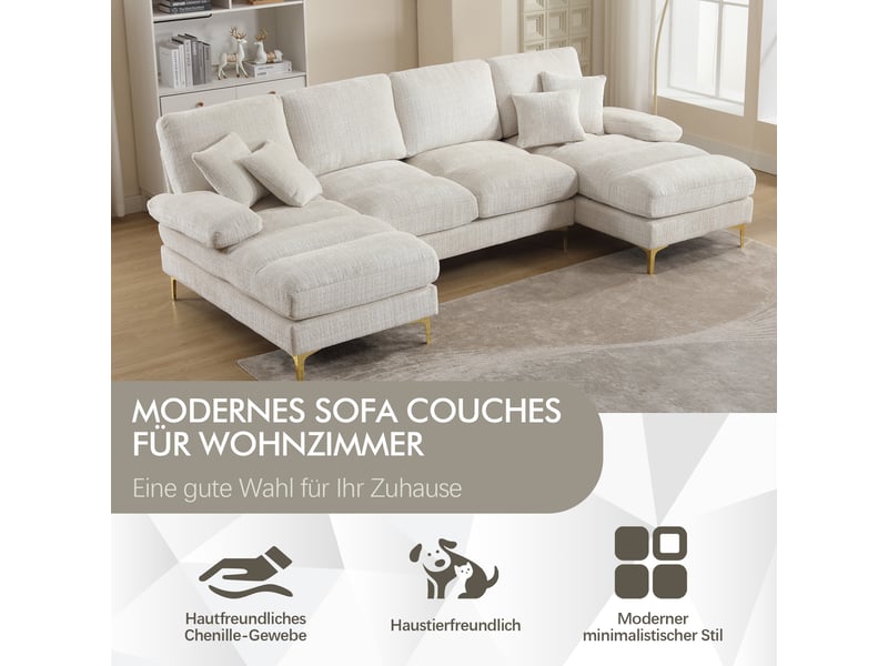  Canapé d'angle, canapé chenille – en chenille, pour salon, pour appartement, forme u  - Conforama E