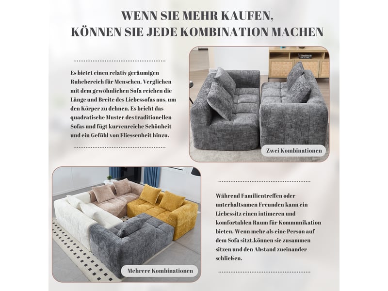  Canapé de salon, canapé moderne – sans montage, poches latérales, gris  - Conforama W