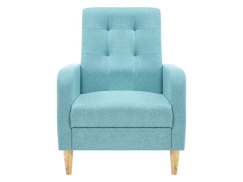 Fauteuil de lecture en lin bleu avec dossier haut et accoudoirs - Conforama A