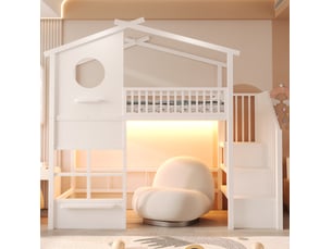 Lit mezzanine 90x200 cm OKWISH coloris blanc