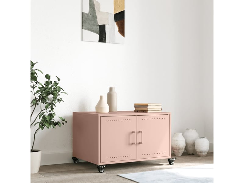 Table basse - table de salon - table à thé rose 68x50x43,5 cm acier  - Conforama C