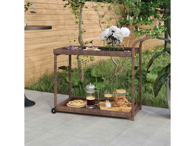  Chariot de service, chariot de bar marron 100x45x83 cm résine tressée  - Conforama B