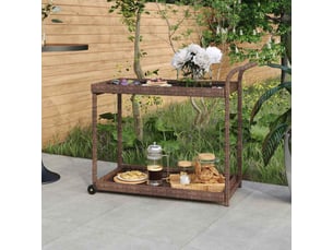 Chariot de service, chariot de bar marron 100x45x83 cm résine tressée