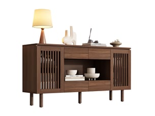 Buffet 2 porte(s) 4 tiroir(s) <strong>REDOM</strong> <strong></strong> - 140 cm coloris marron