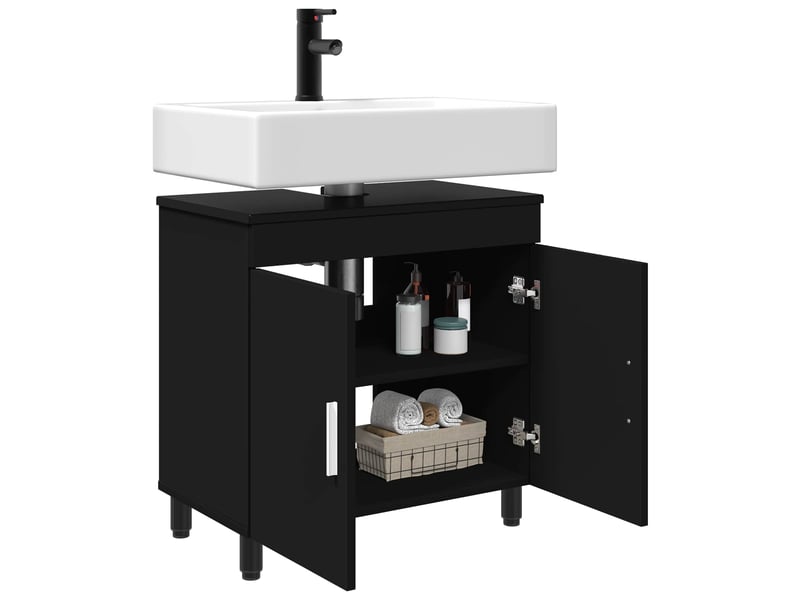  Unité de vanité de salle de bain, meuble de rangement noir 60x35x60 cm shl9967  - Conforama C