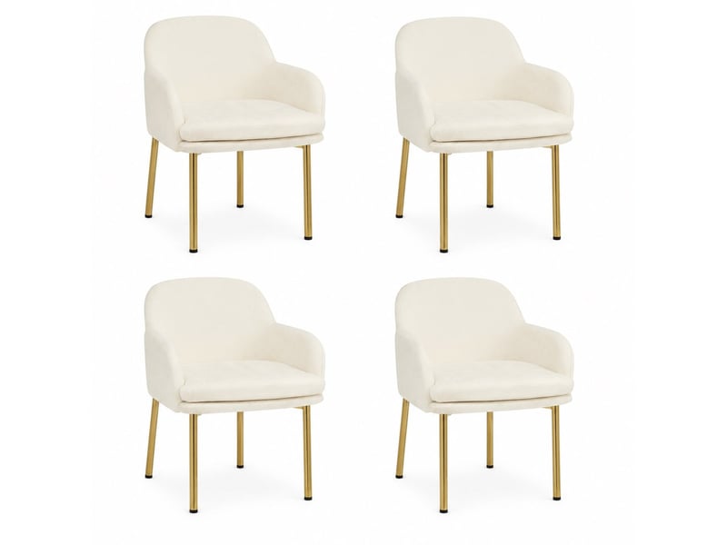  Lot de 4 chaises de salle à manger 58,5x62x78 cm rembourrées blanc  - Conforama A
