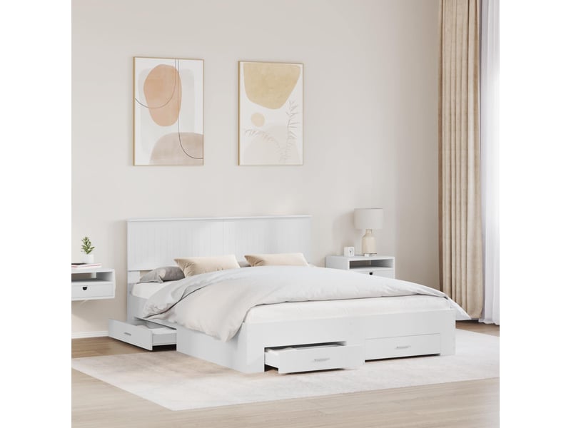  Lit double- lit adulte -  cadre de lit avec tiroir blanc 160 x 200 cm bois d'ingénierie  - Conforama B