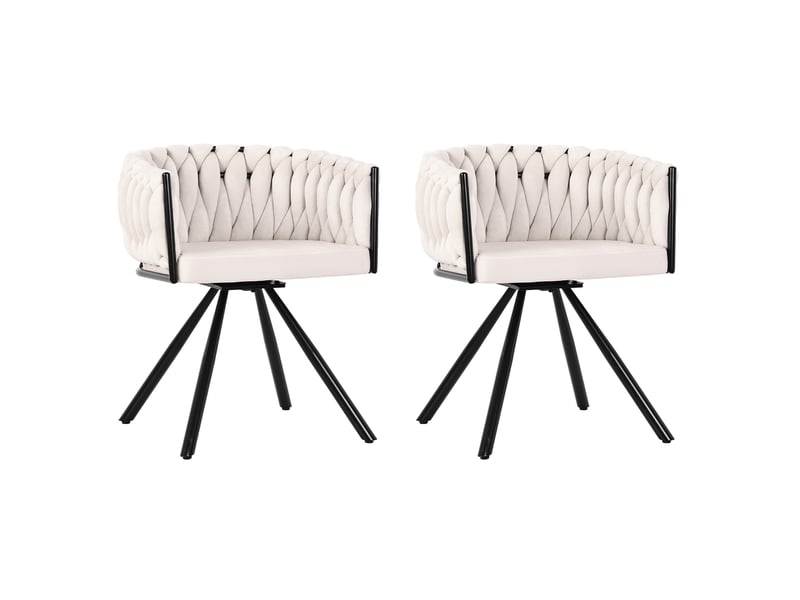  Lot de 4 chaises de salle à manger pivotantes en velours beige  - Conforama A