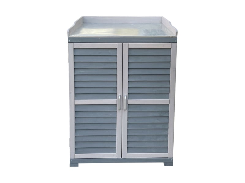  Table de jardin avec élément bas et plan de travail 99,7 cm gris 16_0002398  - Conforama C