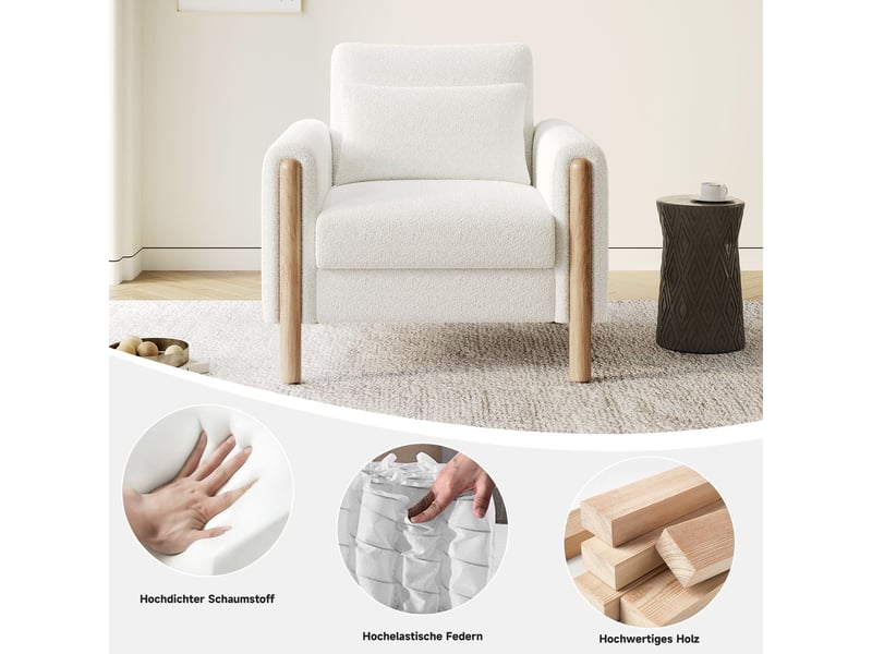  Fauteuil siège au rembourrage moelleux accoudoirs coussin épais fonction relax assise agréable coloris blanc  - Conforama E
