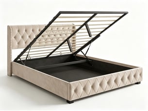 Lit coffre 140x190 cm <strong>EZSSW</strong> <strong></strong> coloris beige
