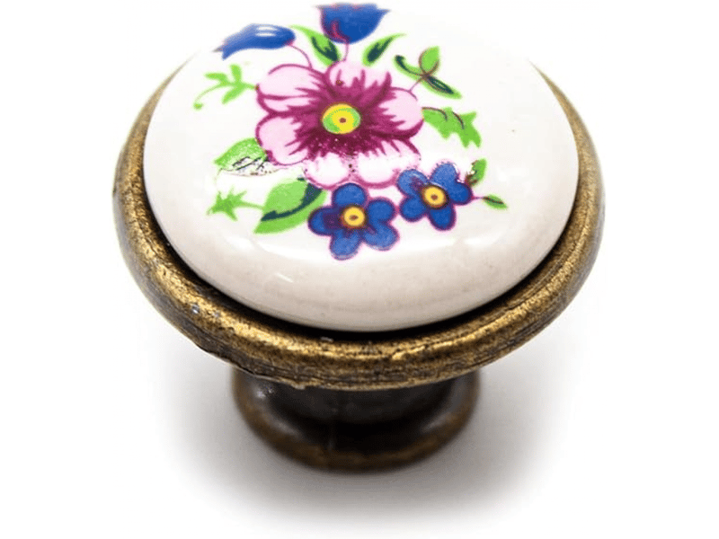Boutons pour meubles | 4 poignées vintage avec design de fleurs de printemps | ø32 x ø27 mm | poignée de porte et poignée d'armoire de cuisine - Conforama A