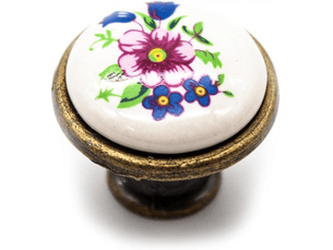 Boutons pour meubles | 4 poignées vintage avec design de fleurs de printemps | ø32 x ø27 mm | poignée de porte et poignée d'armoire de cuisine