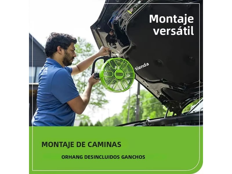  Greenworks ventilateur 24 v 10 (5 vitesses) 500 cfm hybride 360 ° rotatif (ac dc) avec chargeur ac batterie 4ah et chargeur rapide inclus  - Conforama D