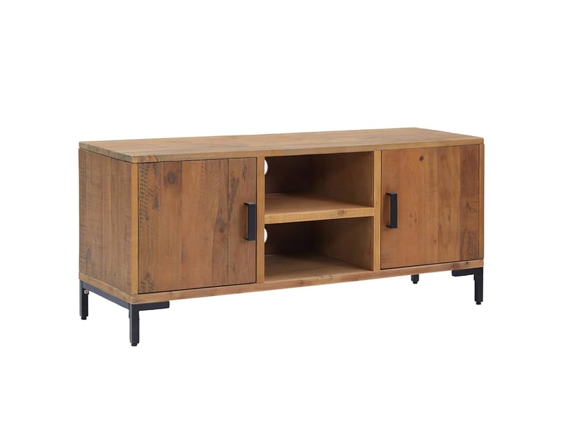  Meuble tv - banc tv - meuble de rangement marron 110x35x48 cm bois de pin massif  - Conforama A