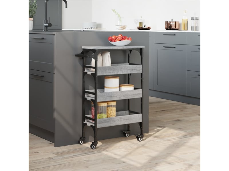  Chariot de cuisine, chariot de rangement sonoma gris 53x20x76 cm bois d'ingénierie  - Conforama D