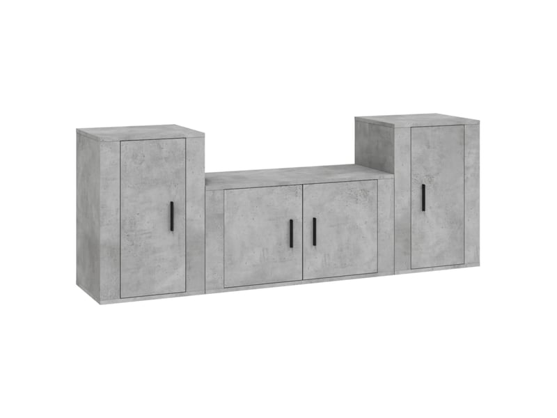  Ensemble de meubles tv - banc tv - meuble de rangement 3 pcs gris béton bois d'ingénierie  - Conforama A