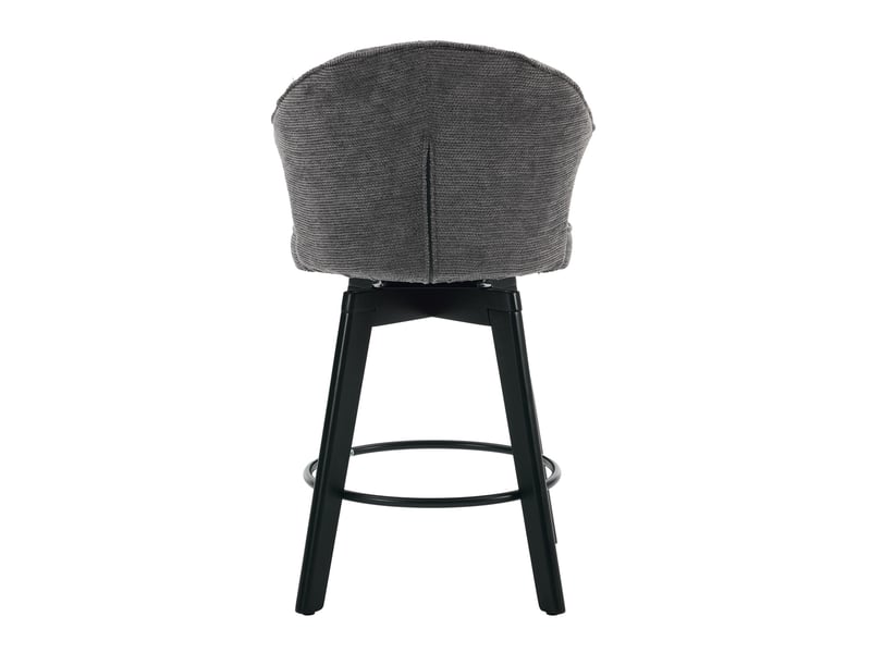 Tabouret de bar pivotant avec dossier ergonomique et repose-pieds, pour îlot de cuisine, en chenille gris  - Conforama E