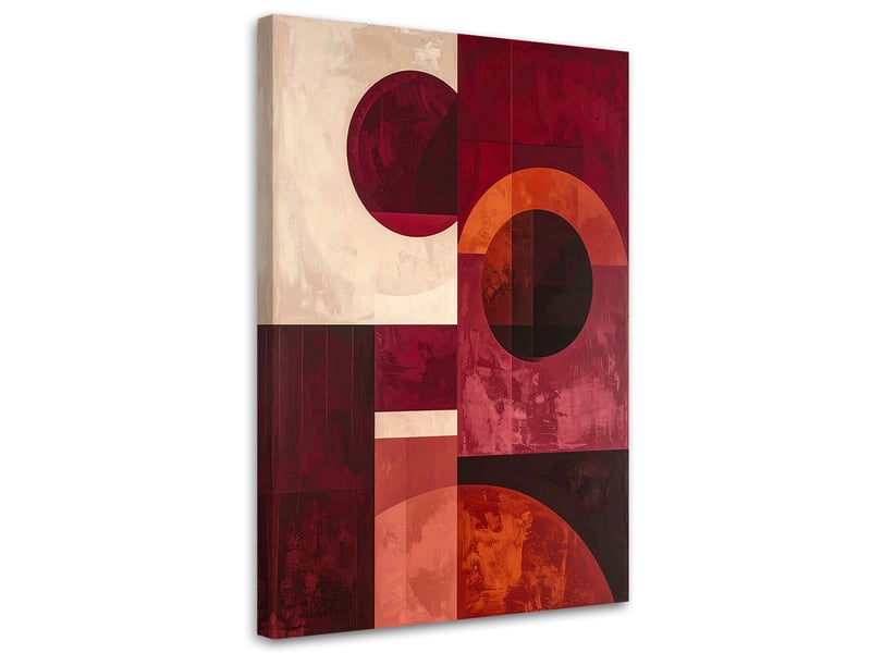  Image sur toile, composition abstraite avec des cercles et des rectangles bordeaux 80x120 1328138194 - Conforama A