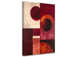 Image sur toile, composition abstraite avec des cercles et des rectangles bordeaux 80x120