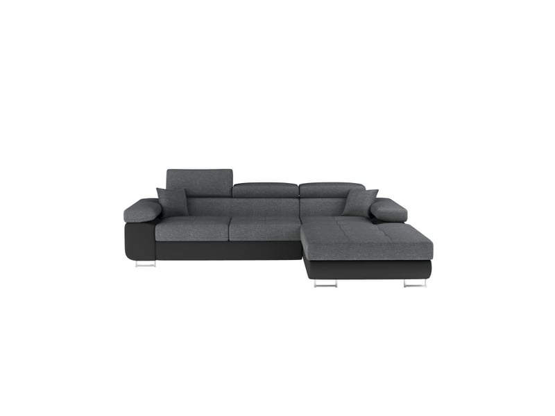 Canapé d'angle convertible amanda gris chiné et noir – tissu effet lin – angle droit - Conforama A
