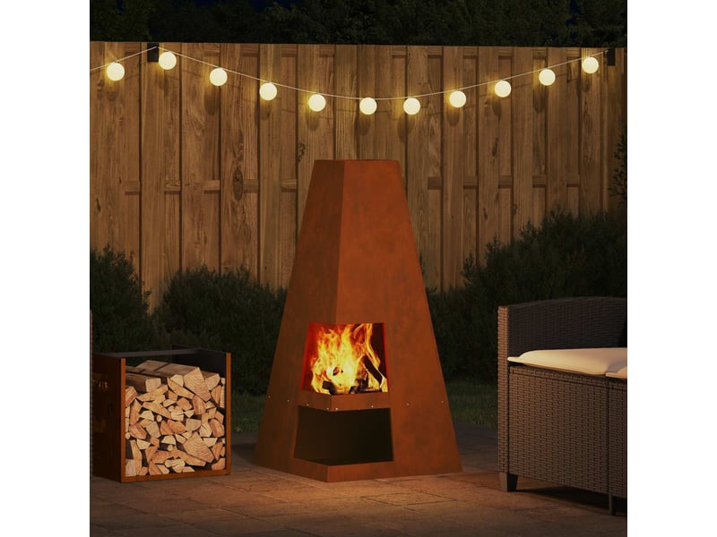 Brasero exterieur, foyer camping rouillé 50x50x100 cm acier patiné shl28551 - Conforama D