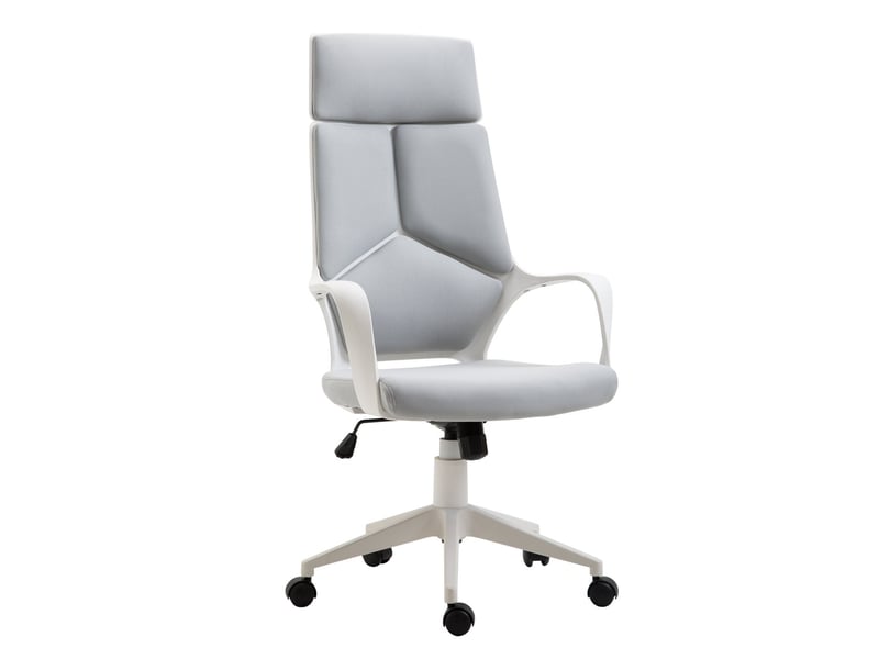  Fauteuil de bureau à bascule, fauteuil présidentiel en tissu, réglable en hauteur et pivotant, 63 x 63 x 117-127 cm, gris  - Conforama B