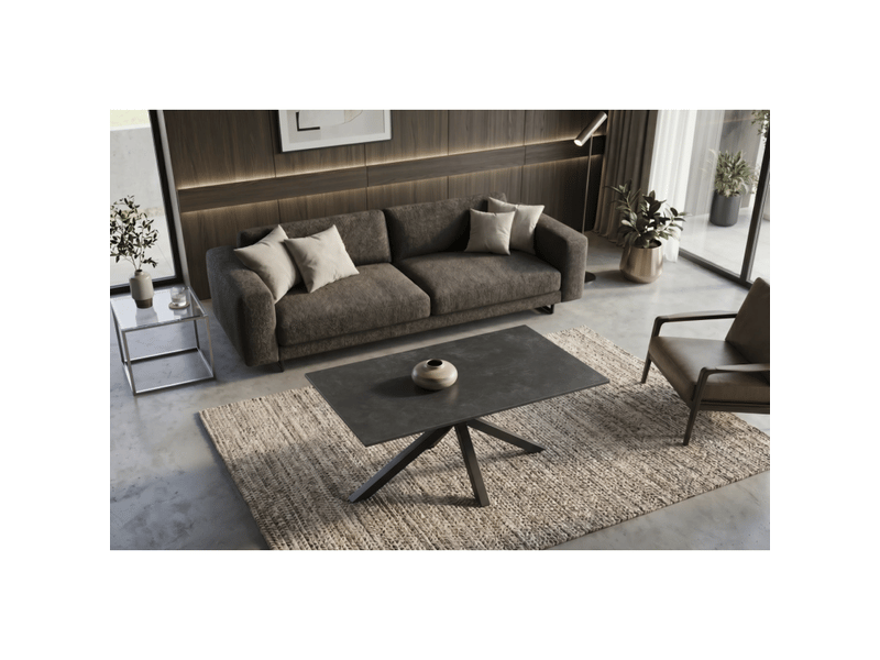  Table basse solara 100 cm en céramique gris anthracite avec pied étoile en métal noir  - Conforama D