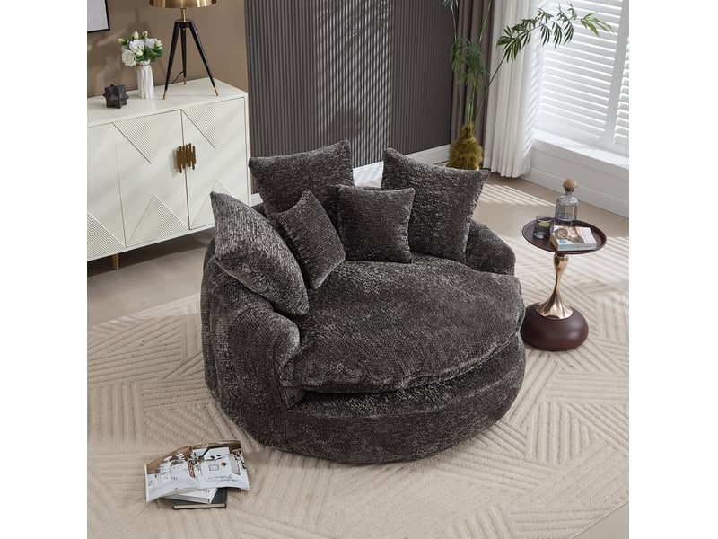  Fauteuil lounge avec repose-pieds et coussins gris evryae  - Conforama C
