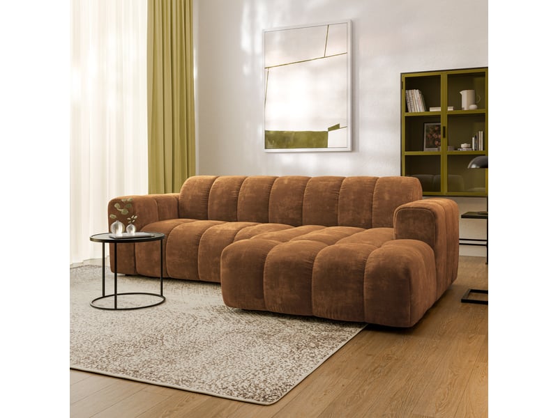  Canapé d'angle tisi, tissu chenille marron clair  - Conforama B